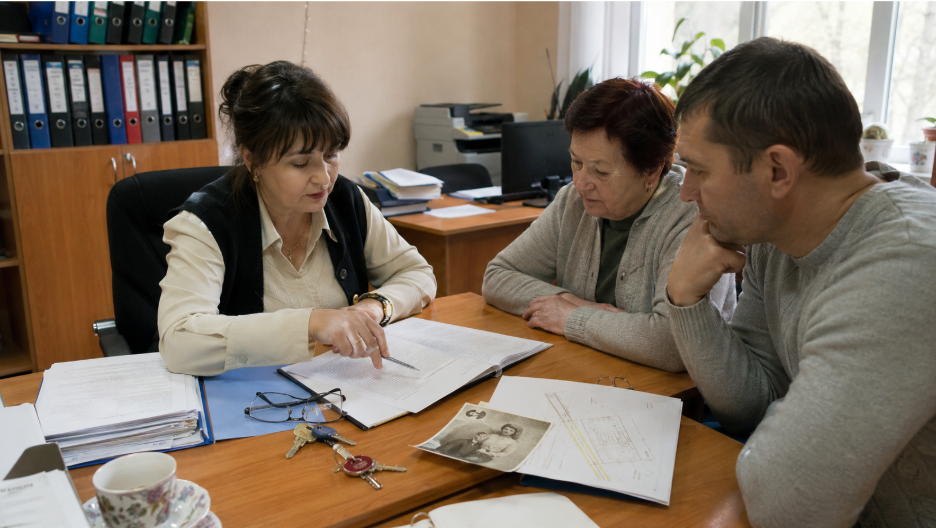 Нотаріус консультує спадкоємців щодо оформлення спадщини та перевірки документів, Оформлення спадщини у нотаріуса в Полтавській області.(Джерело: згенеровано ШІ) Оформлення спадщини у нотаріуса в Полтавській області.(Джерело: згенеровано ШІ)
