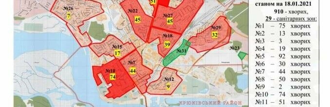 Більше 900 осіб у Кременчуці нині хворіють на COVID