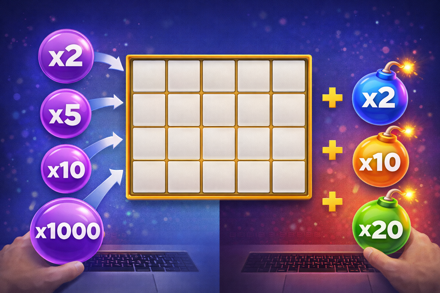 Схематична різниця між множниками у Gates of Olympus 1000 та Sweet Bonanza